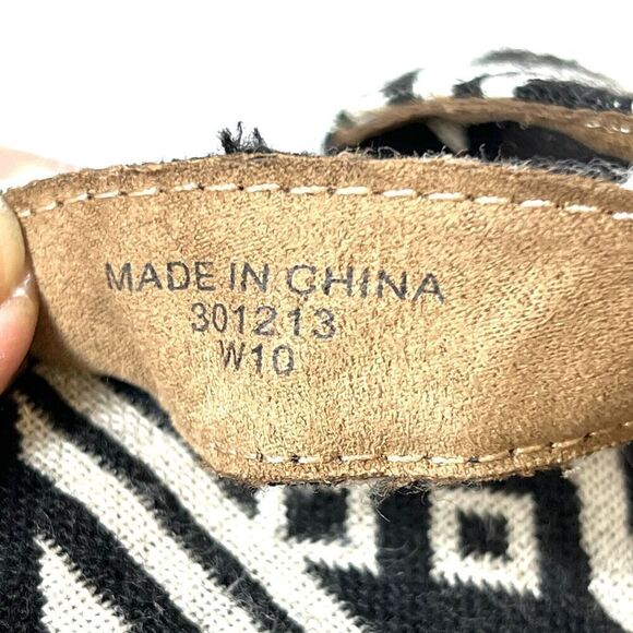 Toms Fabric Sandals Women's 10 Ankle Strap Black Geometric Buckle Comfort Casual - Picture 9 of 10